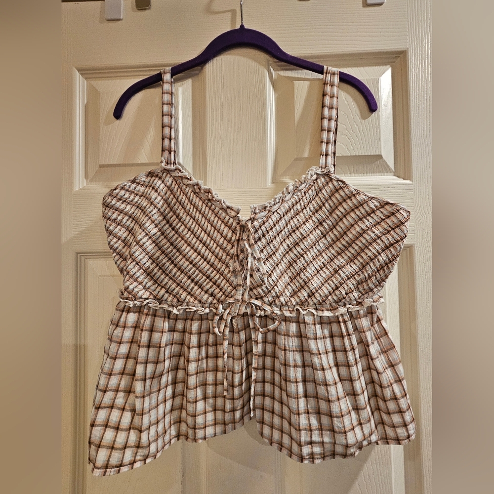 American Eagle Outfitters Brown Plaid Tank Top